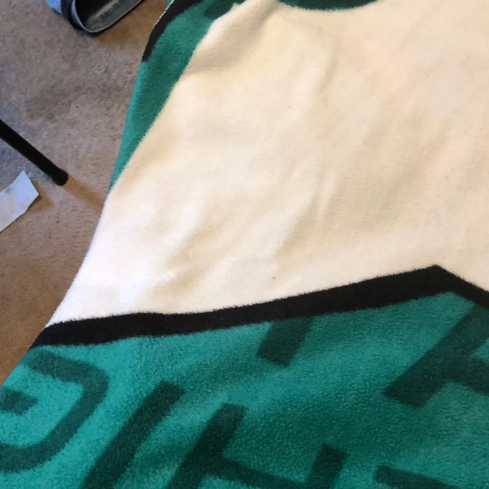 Teal and White Graphic Plush Blanket